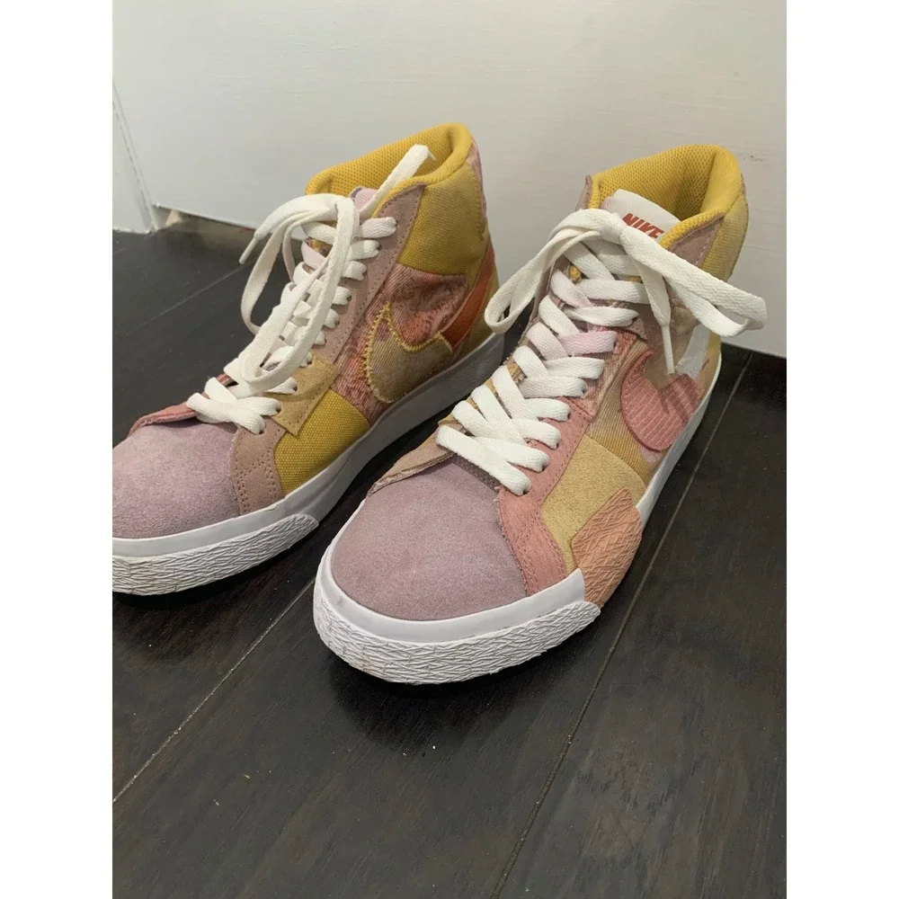 Nike SB Zoom Blazer Mid Premium Mosaic Citron Pink DA8854-300 Skate Shoes